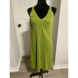 Athleta Lime Green Double Strap Racerback Athletic Dress Shelf Bra V Neck- Sz L